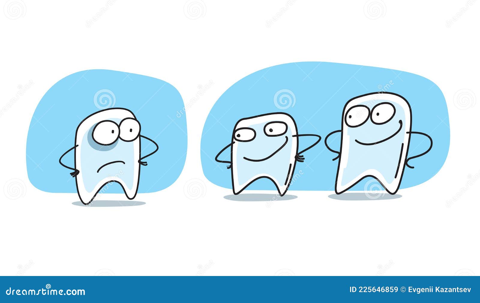 Cheerful Teeth. Cartoon Characters Stock Vector Illustration of drawn