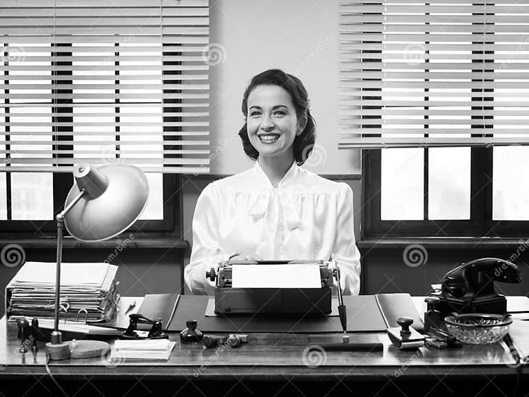 Cheerful Vintage Secretary Stock Image Image Of Office 47726187