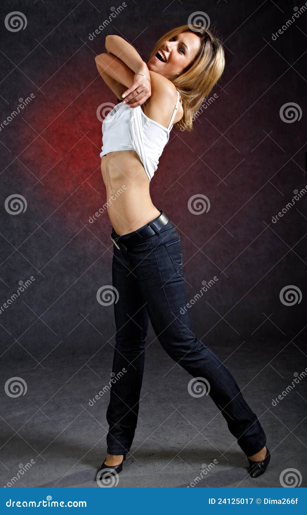 Cheerful Young Woman Taking Off Her Clothes Stock Image Cartoondealer