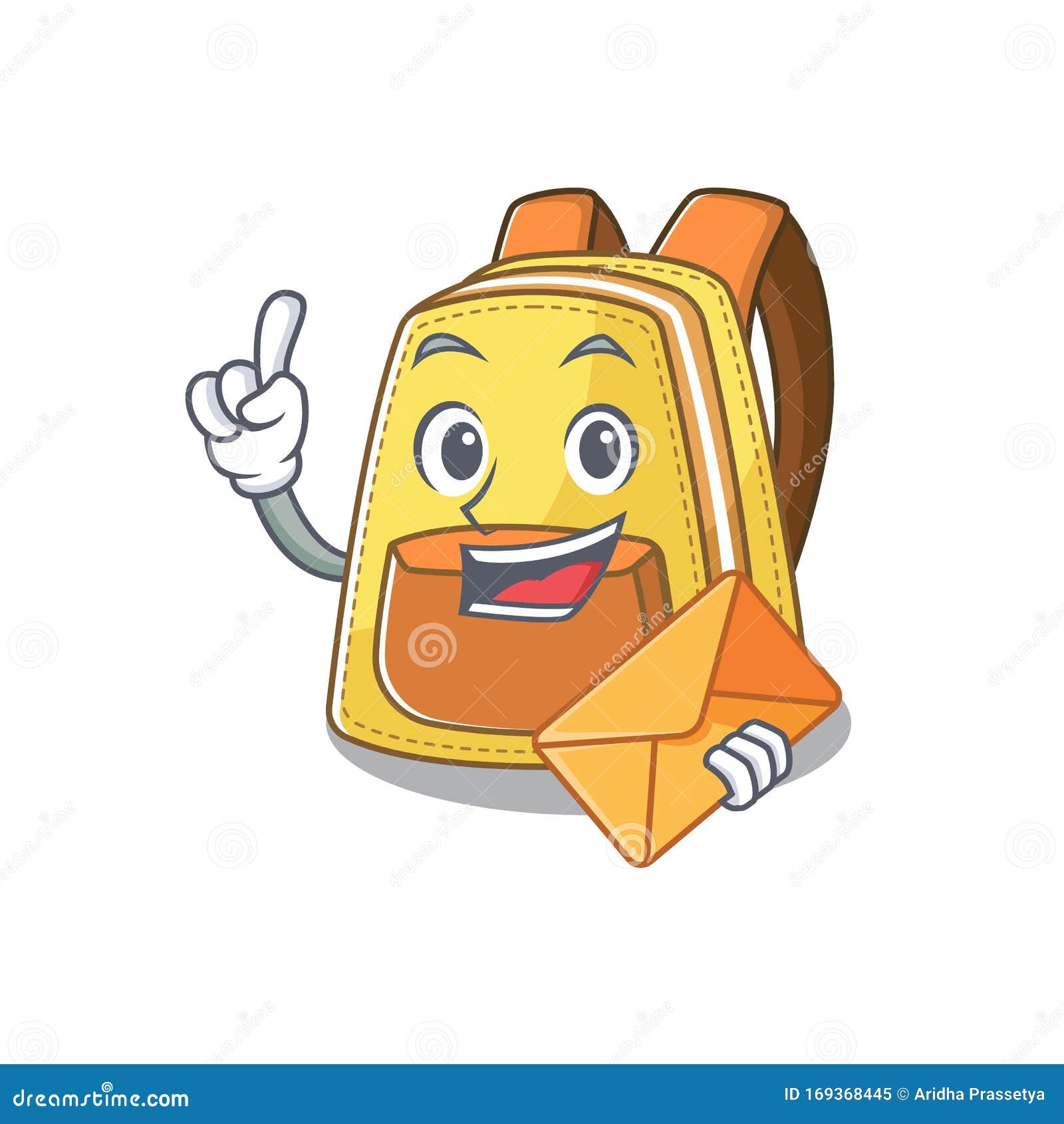 Cheerfully Kids School Backpack Mascot Design with Envelope Stock