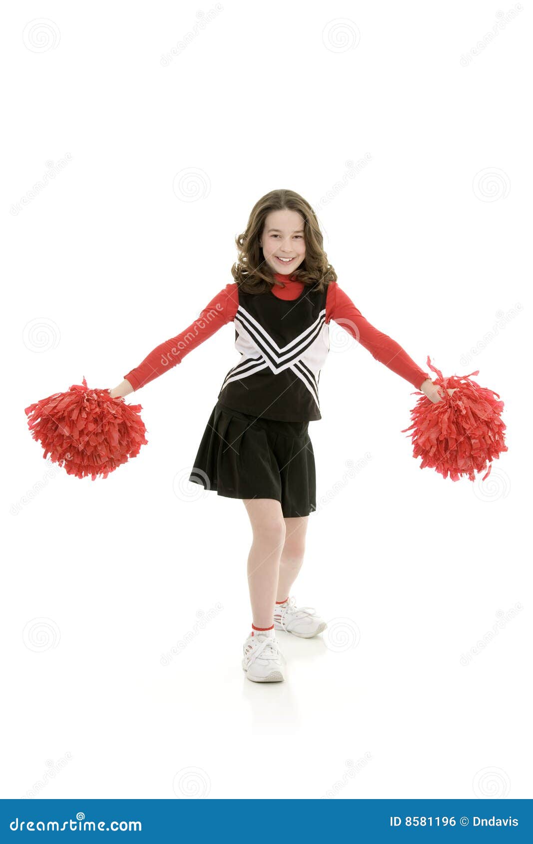 Ten Year Old Caucasian Girl Dressed As a Red Cheerleader Outfit Stock Photo Image of athlete