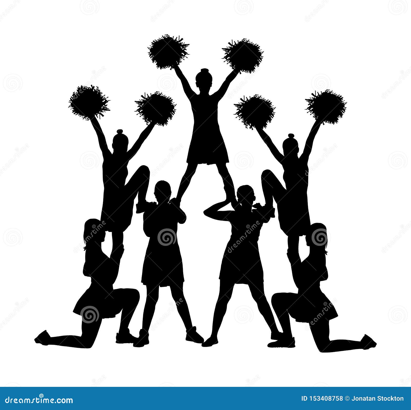 cheerleader dancers figure  silhouette  . cheer leading girl sport support. high school, college cheer.