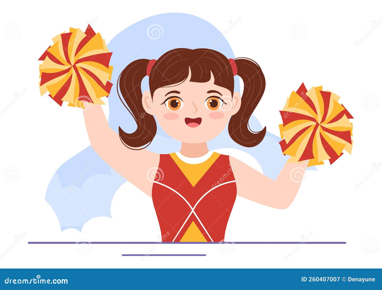 Cheerleader girl jumping with pom poms Royalty Free Vector