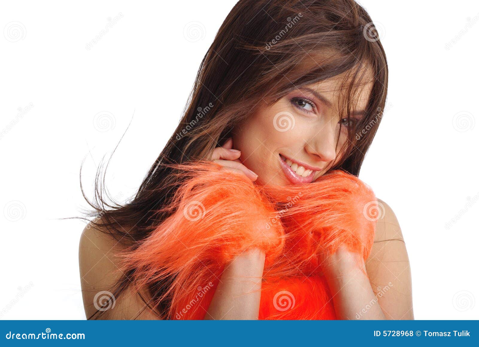Cheerleader in Orange Costume Stock Photo Image of model, event 5728968