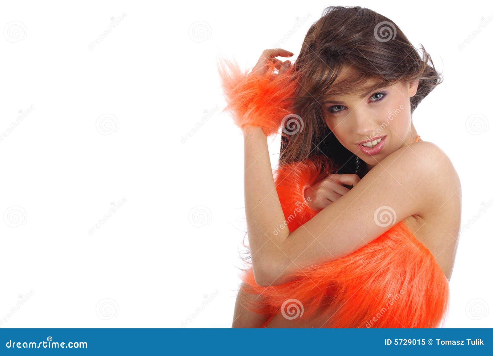 Cheerleader in Orange Costume Stock Image Image of dance, smiling