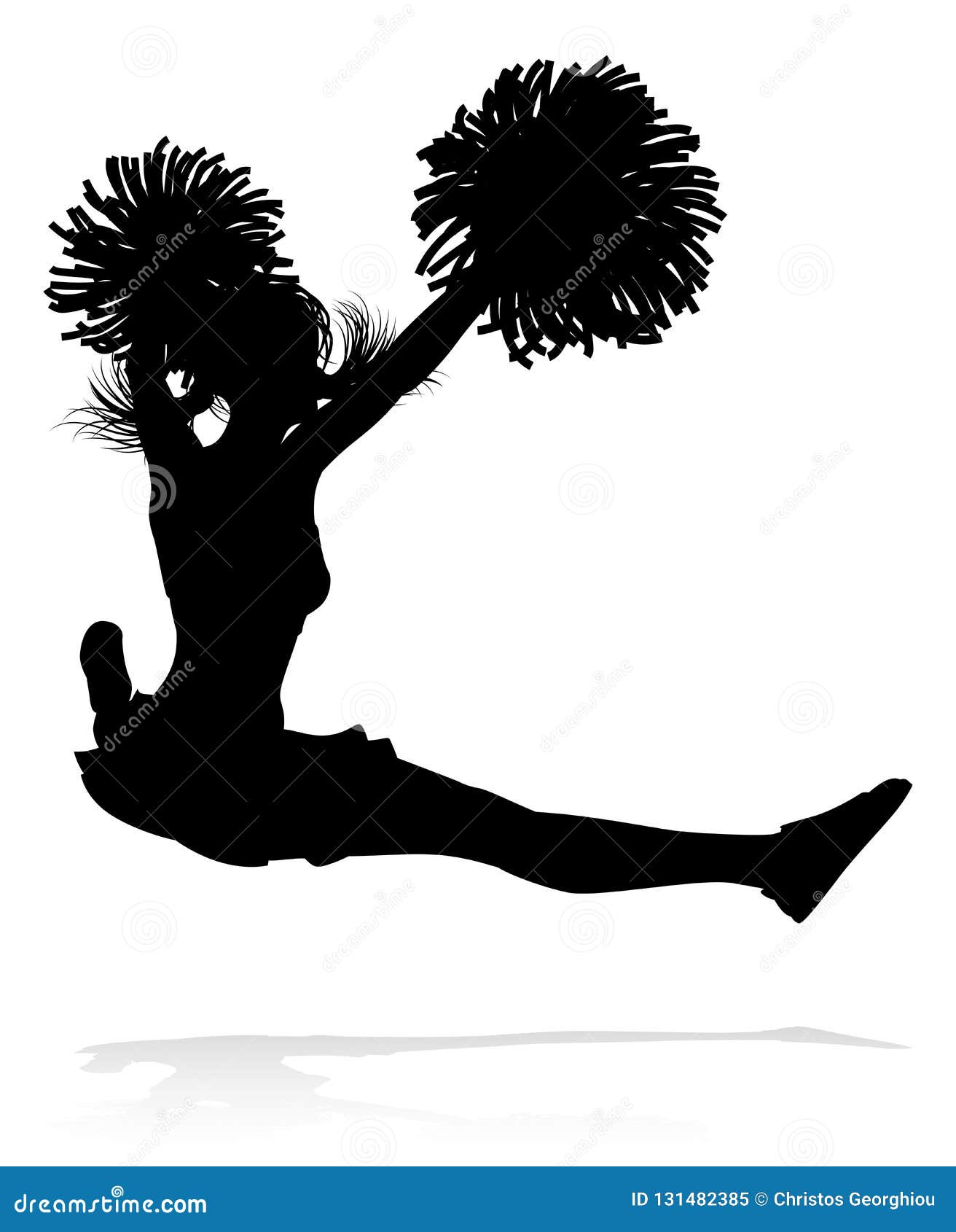 Cheerleader Pom Poms Silhouette Stock Vector Illustration Of Female Drawing