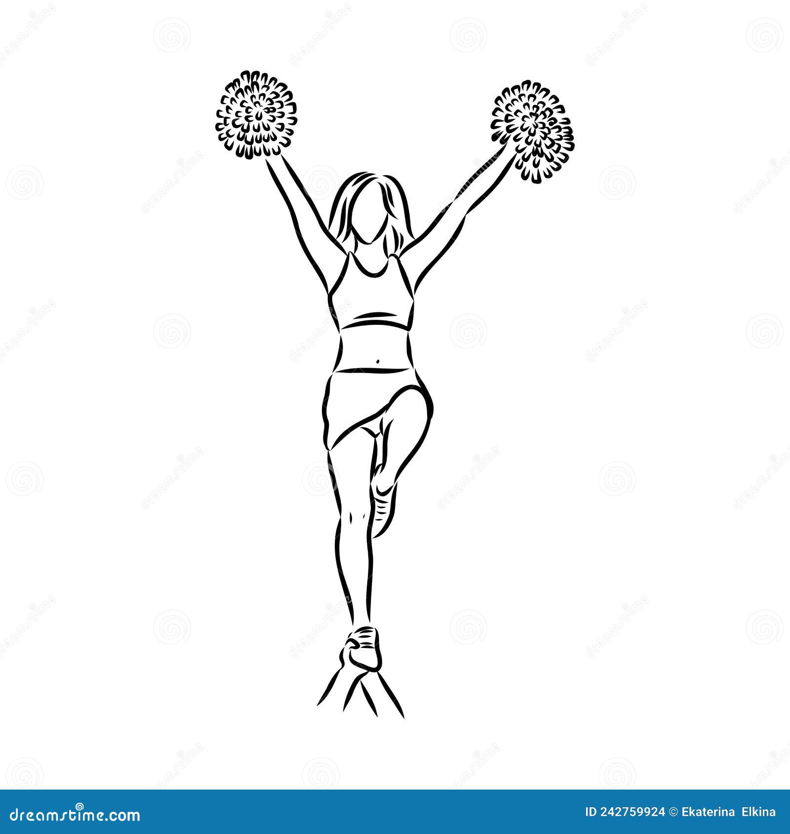 Cheerleader Sketch Cheerleading Vector Sketch Llustration Girl ...