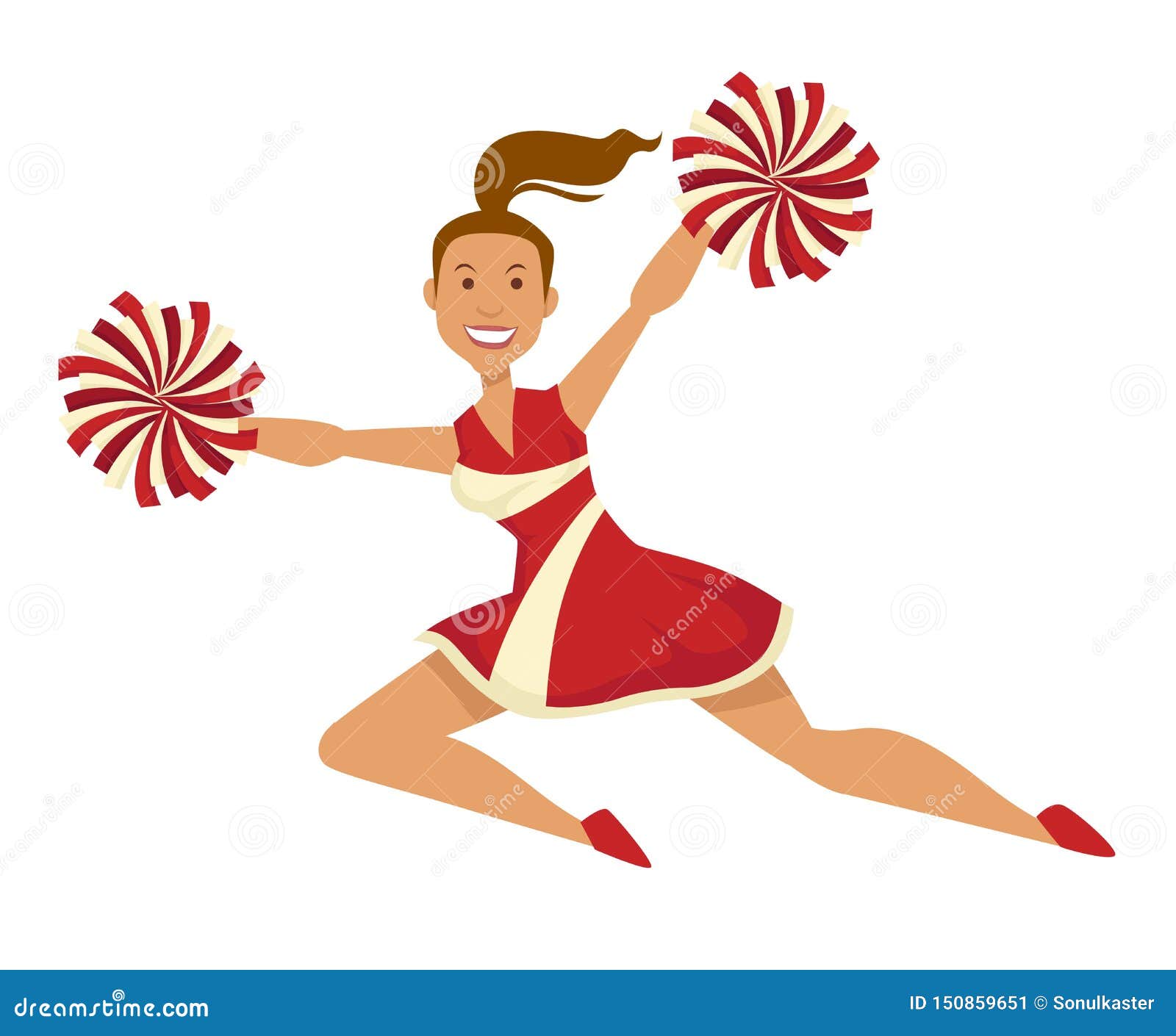 Clipart Blond Cheerleader Girl With Red Pom Poms - Royalty Free Vector  Illustration by Chromaco #1090274