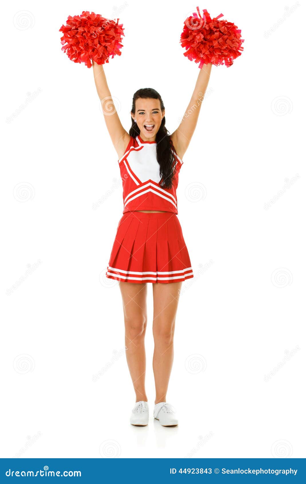 Cheerleader: Zujubeln Mit Pom Poms Stockbild - Bild von jugendlicher ...