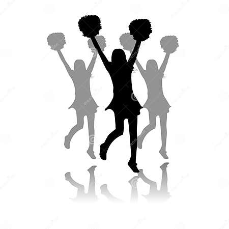 Cheerleaders Performance Silhouette Stock Vector - Illustration of ...