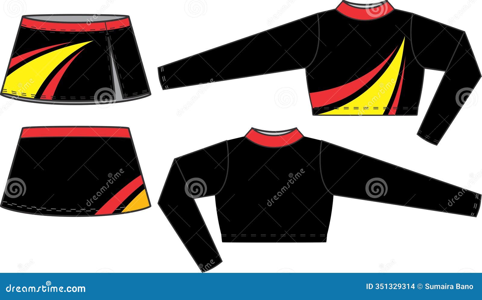 Cheerleading Uniform Mock Up Illustration Vector Stock Illustration