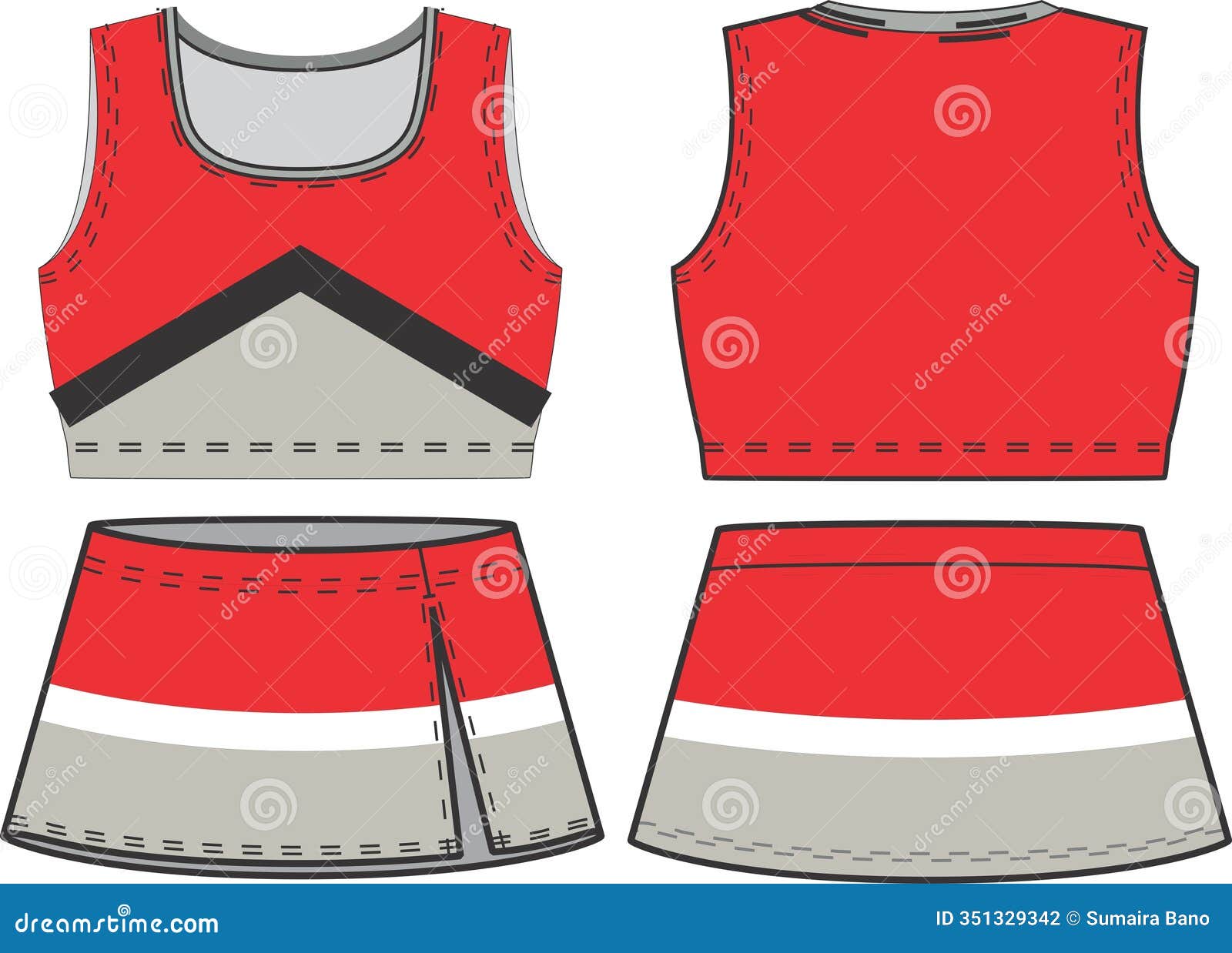 Cheerleading Uniform Mock Up Illustration Vector Stock Illustration
