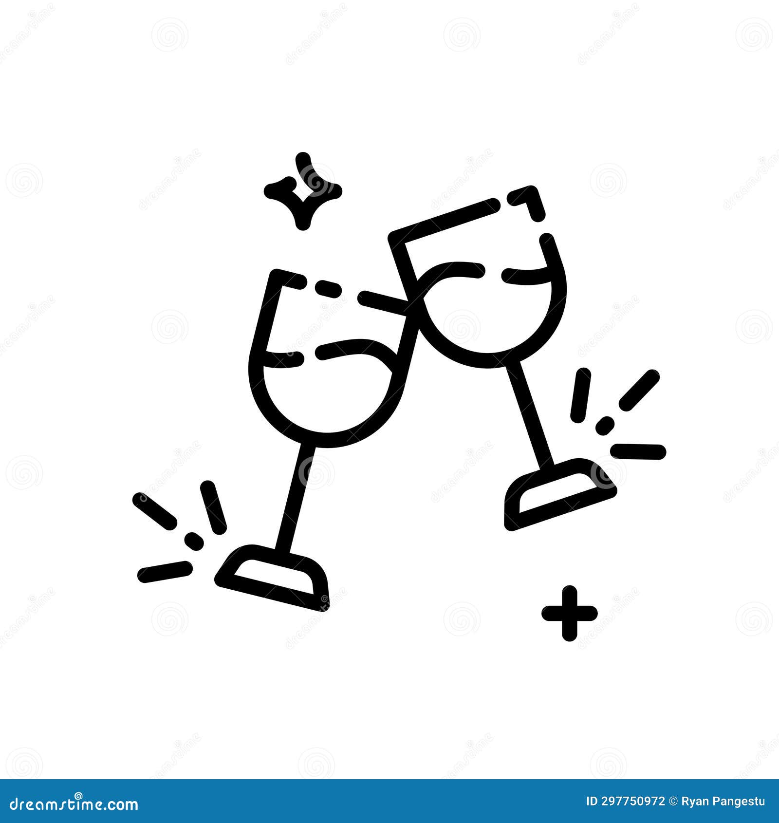 Cheers Champagne Glasses Icon Flat Style Stock Illustration Illustration of cocktail