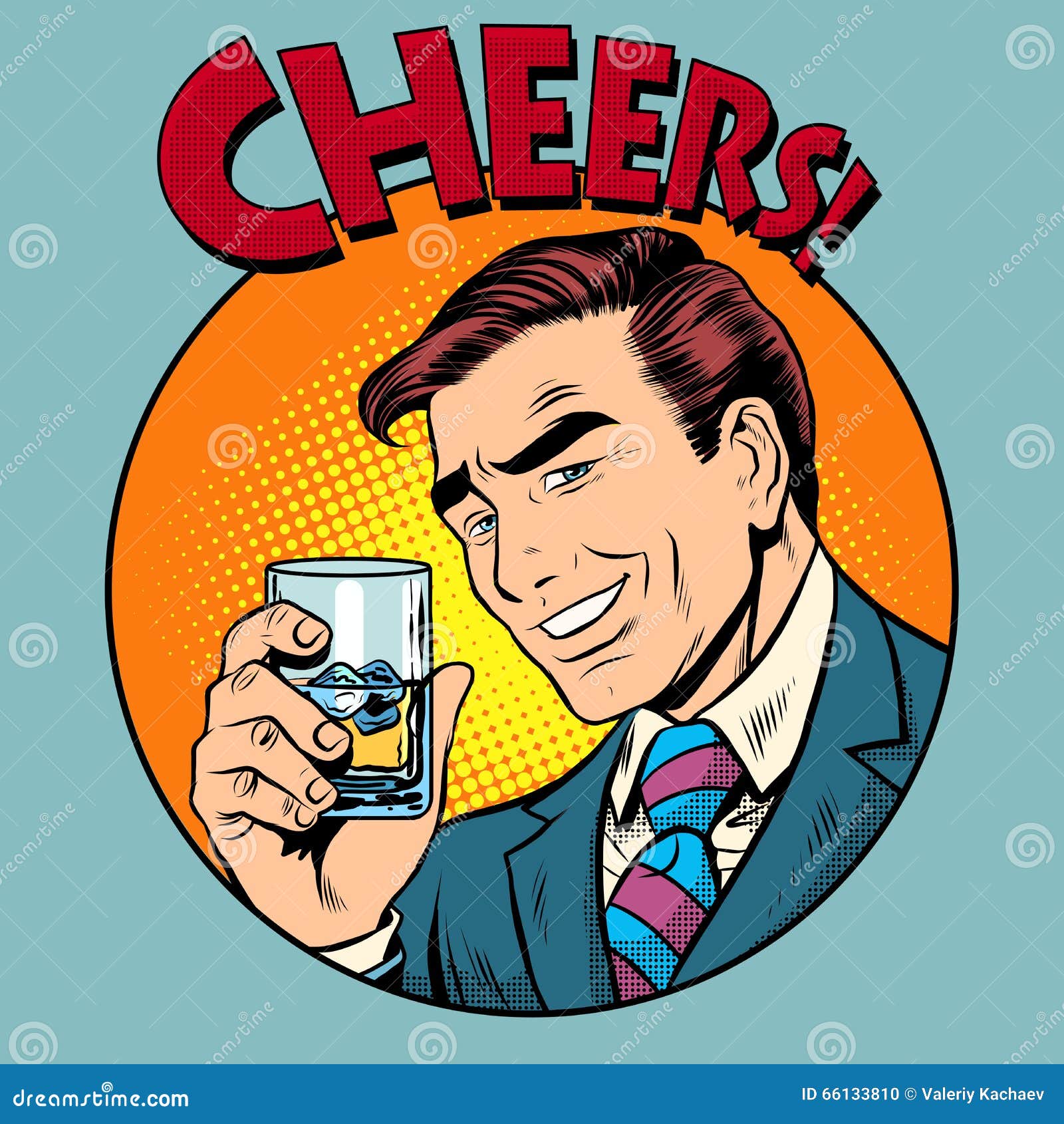 cheers toast celebration man pop art retro style