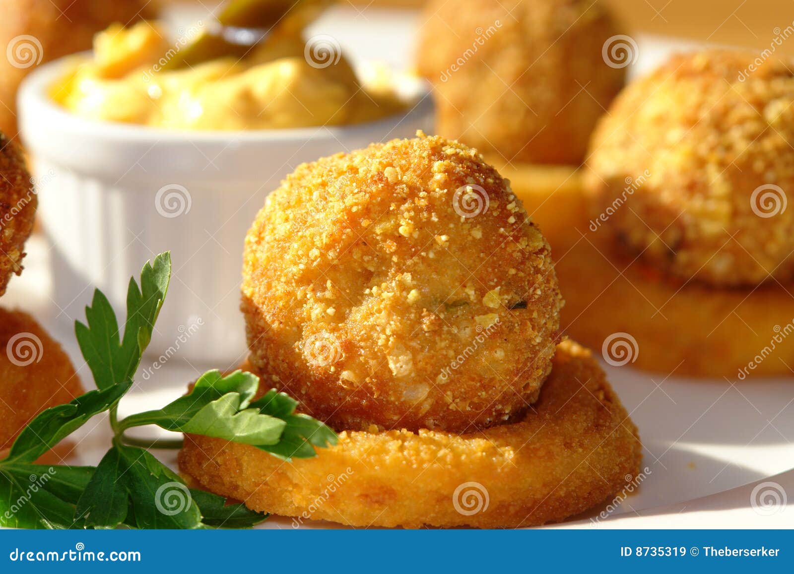 Deep fried cheese balls with sauce on white background Stock Photo by  ©RootsB4Branches 99676918