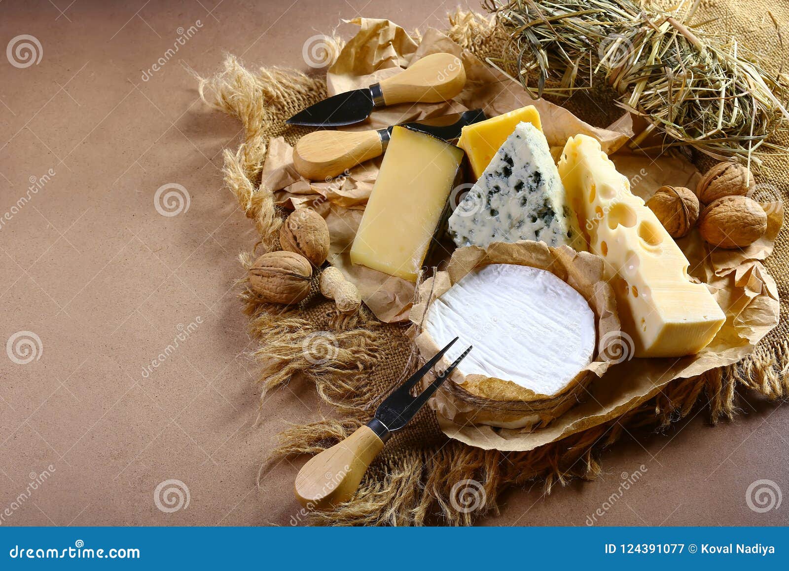 Cheese Board, Cheese with Blue Mildew, Camembert or Brie Cheese Circle