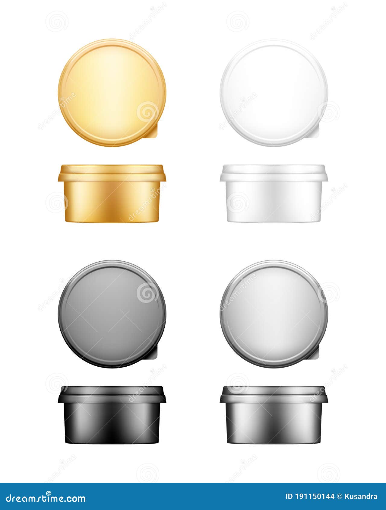Download Cheese, Butter Or Margarine Round Container With Lid Mockup - Front And Top View Stock Vector ...