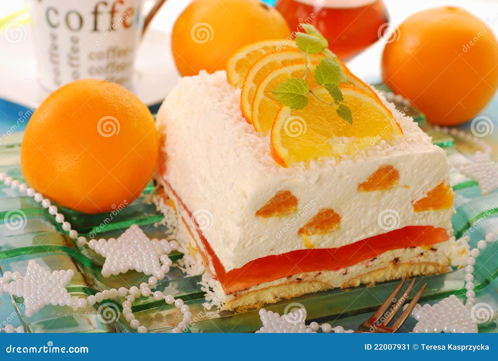 Cheese Cake with Oranges and Jelly for Christmas Stock Image Image of
