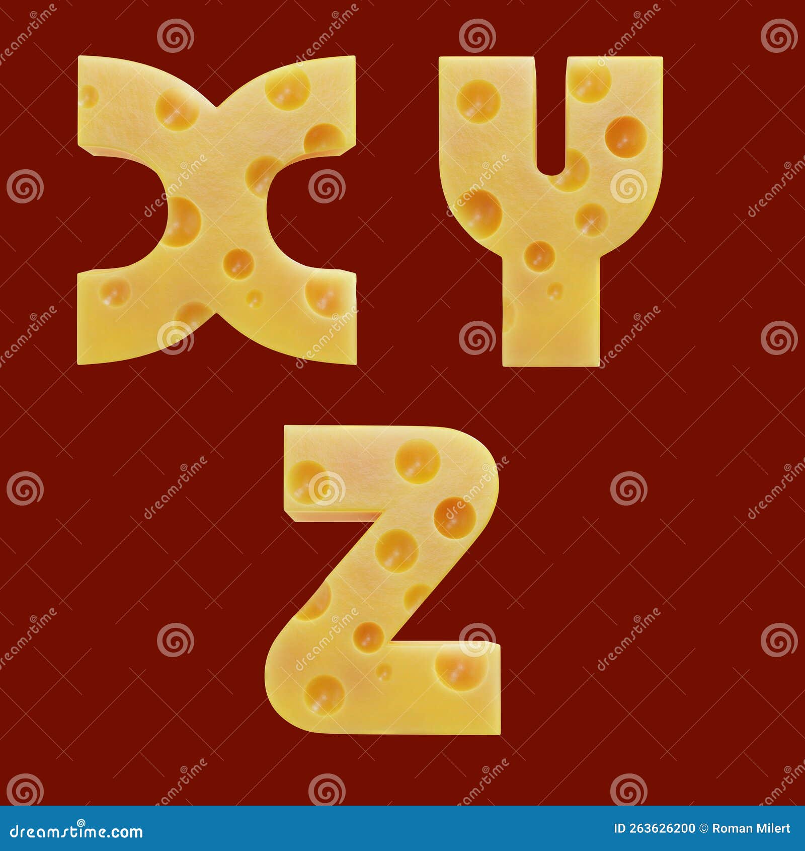 Cheese Capital Letter Alphabet Letters XZ Stock Illustration