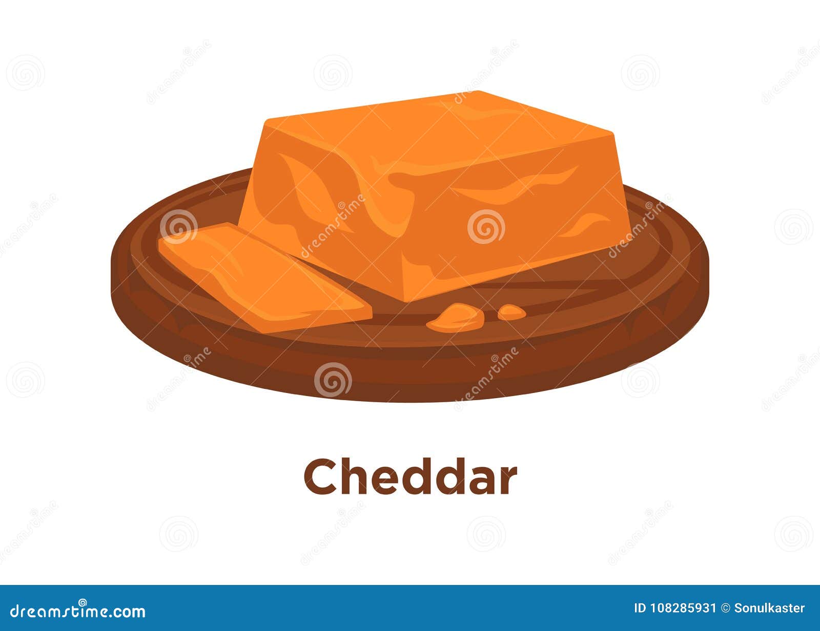 Download Cheese Cheddar Sort Vector Flat Isolated Slice Icon On Wooden Platter Stock Vector Illustration Of Dairy Emmental 108285931