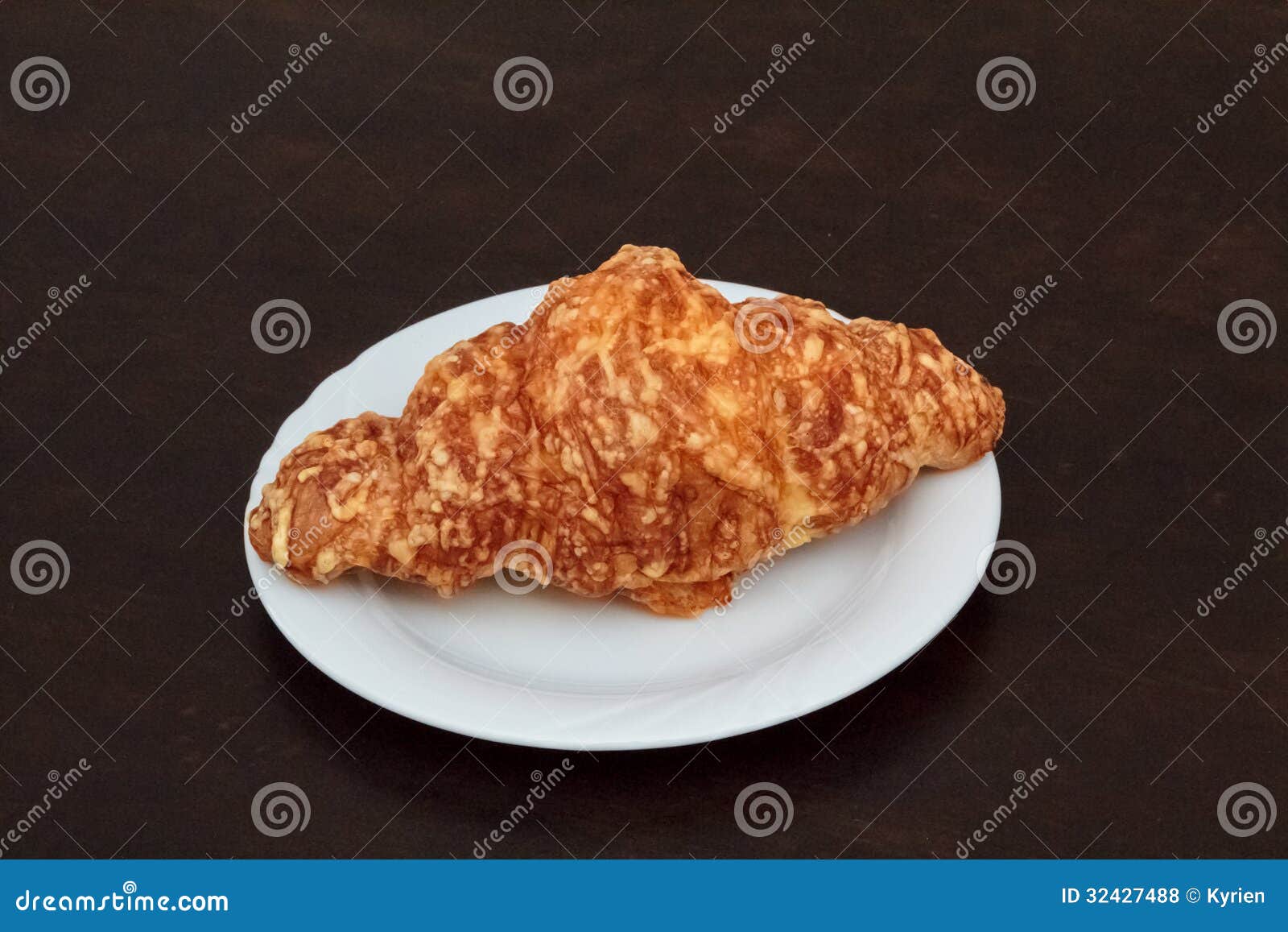 Cheese covered croissant stock photo. Image of cafe, white 32427488