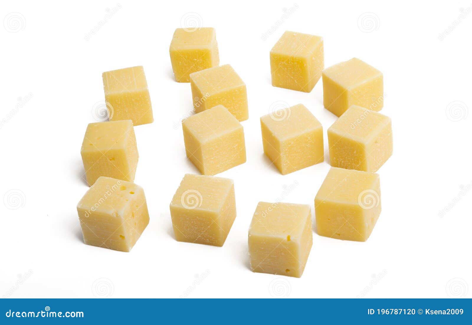 Cheese cubes isolated stock photo. Image of eating, portion 196787120