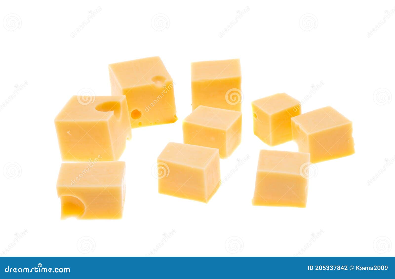Cheese cubes isolated stock photo. Image of cooking 205337842