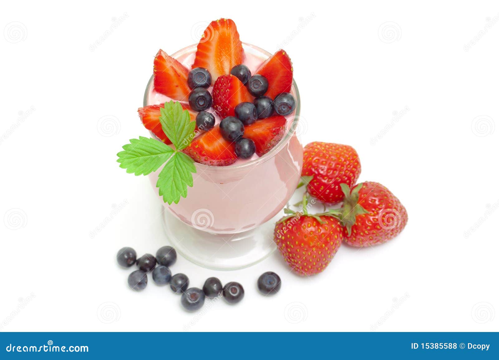 Cheese Dessert with Strawberries and Blueberries Stock Photo Image of