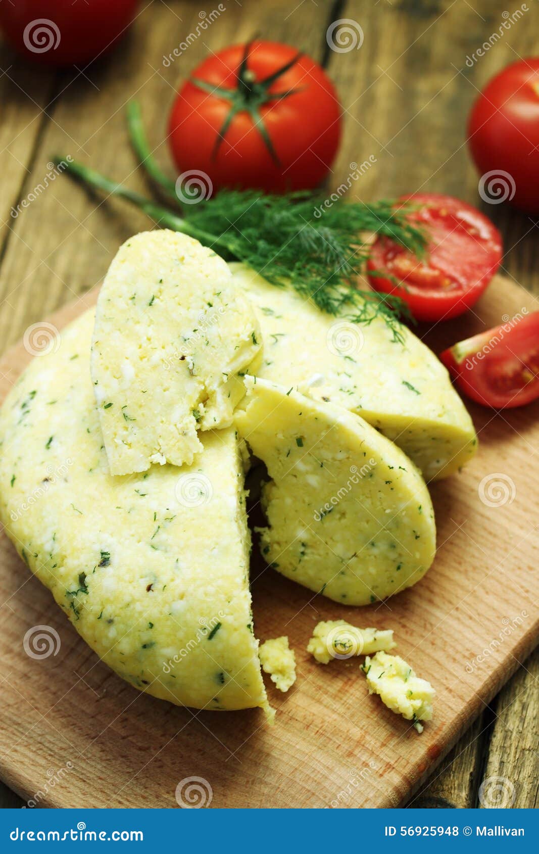 Cheese with Dill and Tomatoes Stock Photo Image of green, ingredient