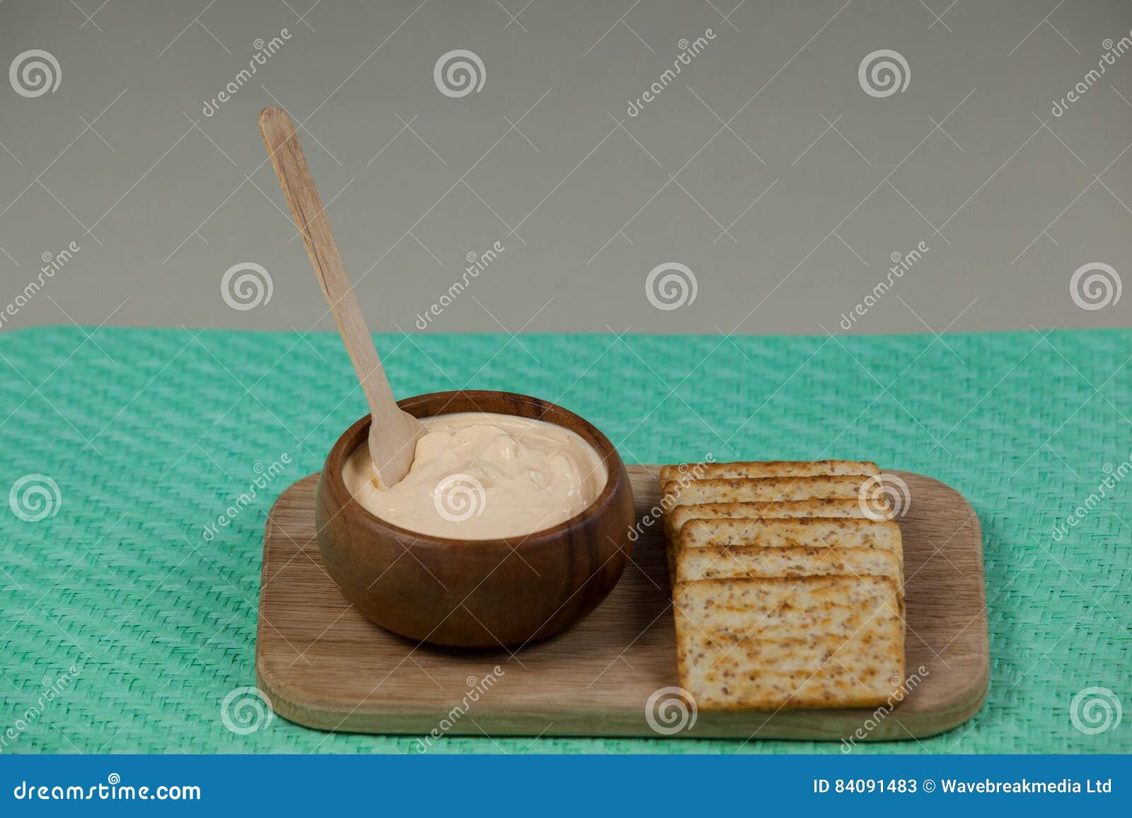 Cheese Dip with Garlic Bread on Serving Board Stock Image Image of