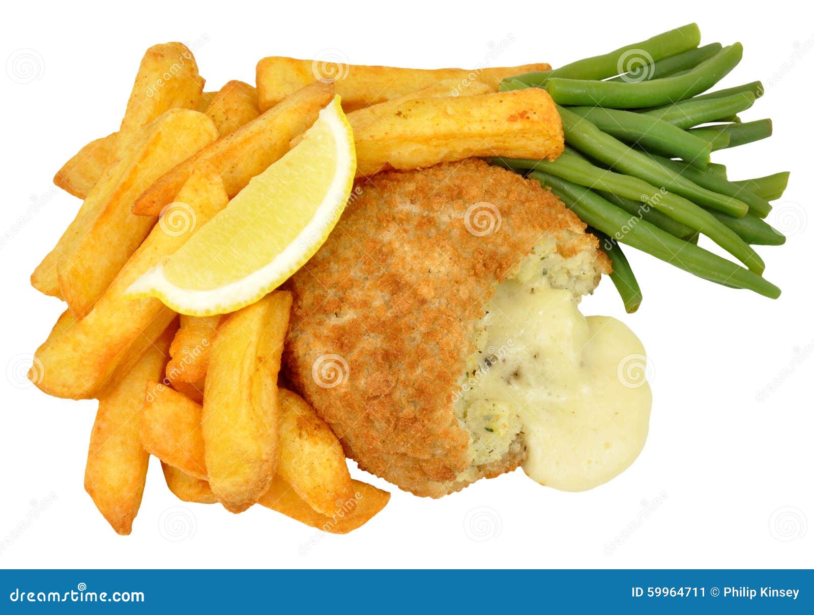 Cheese Filled Fish Cake and Chips Meal Stock Image Image of melted