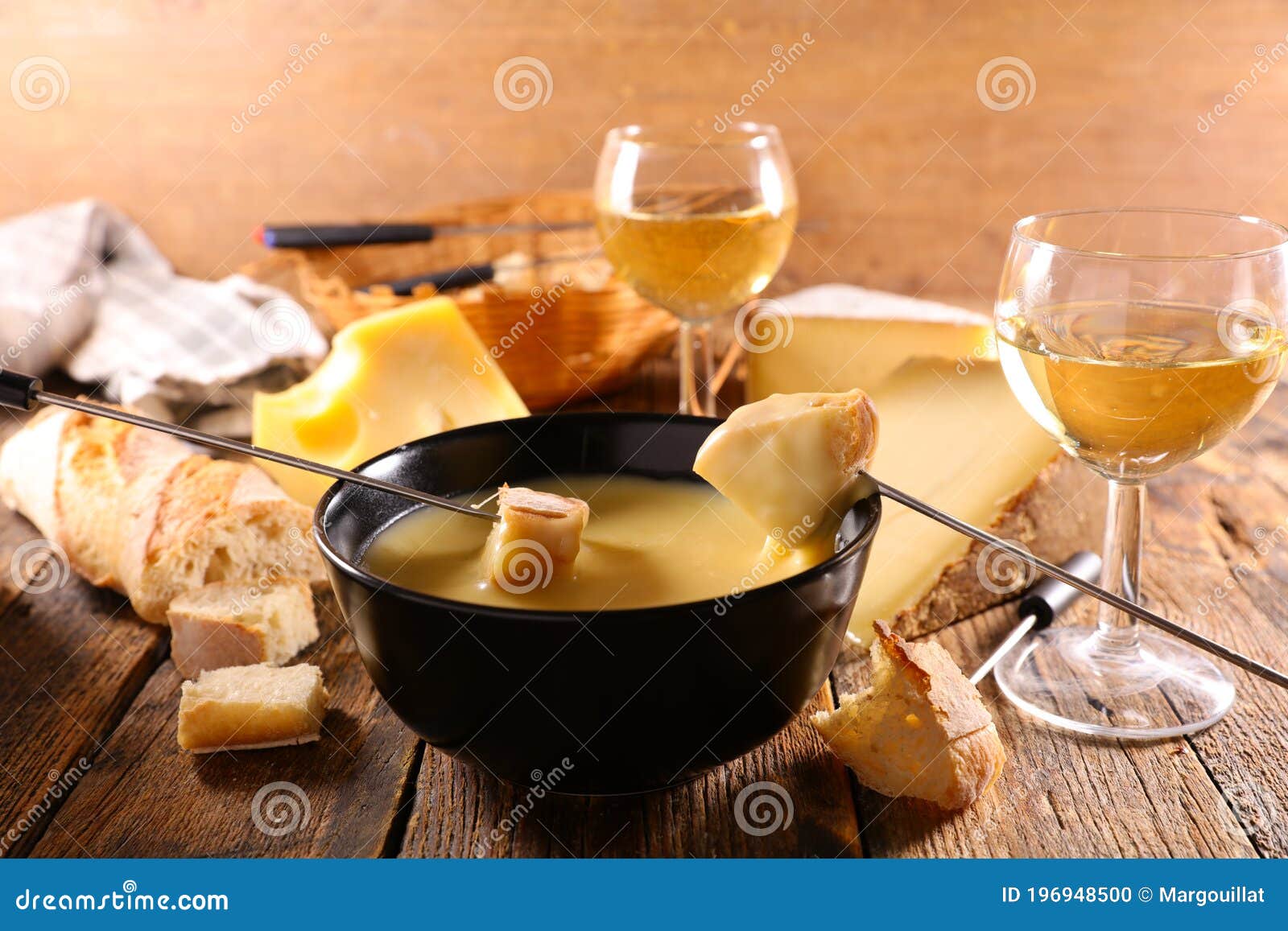 Cheese fondue with wine stock photo. Image of wood, fondue 196948500