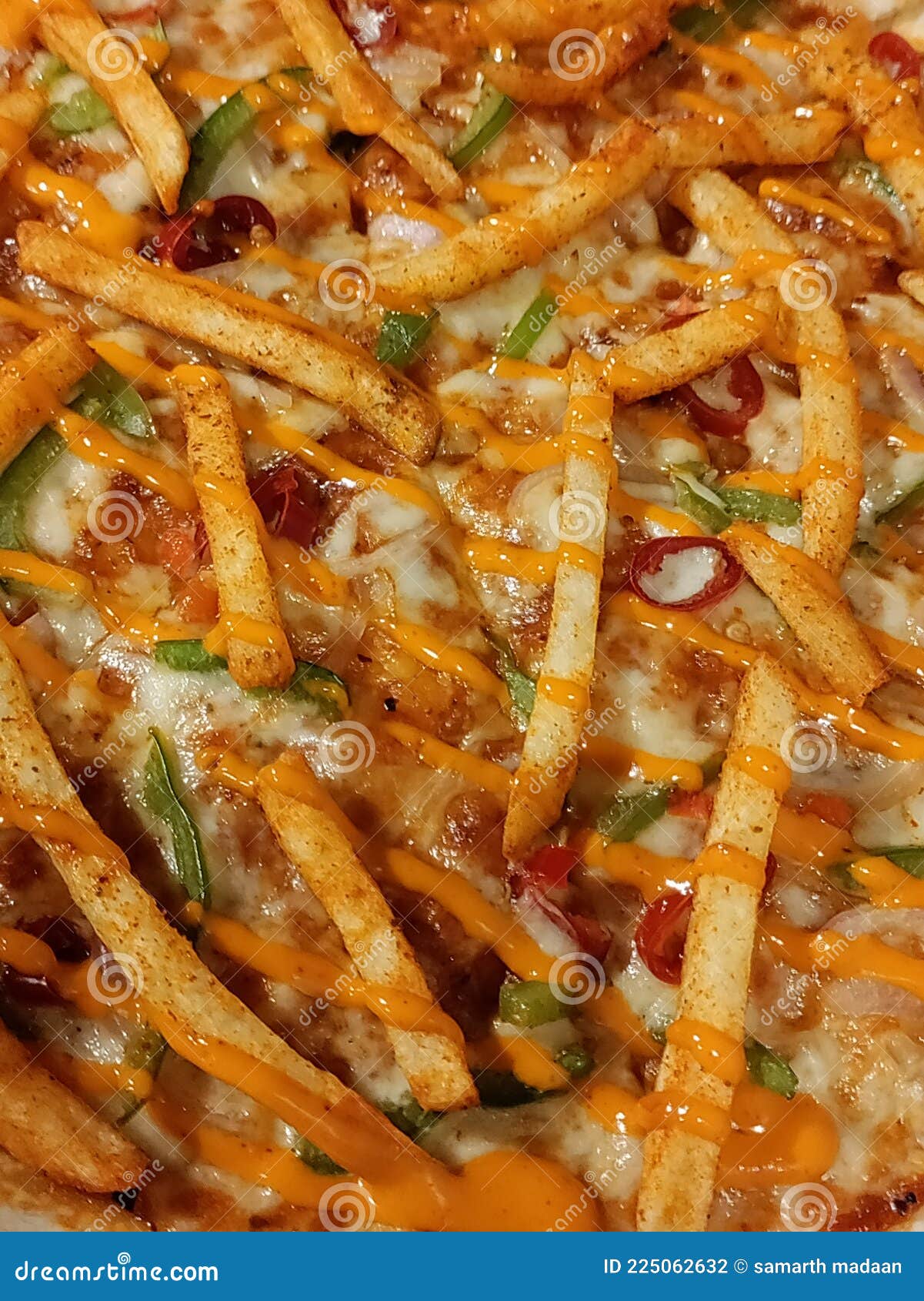 Cheese fries pizza stock photo. Image of dish, fries 225062632