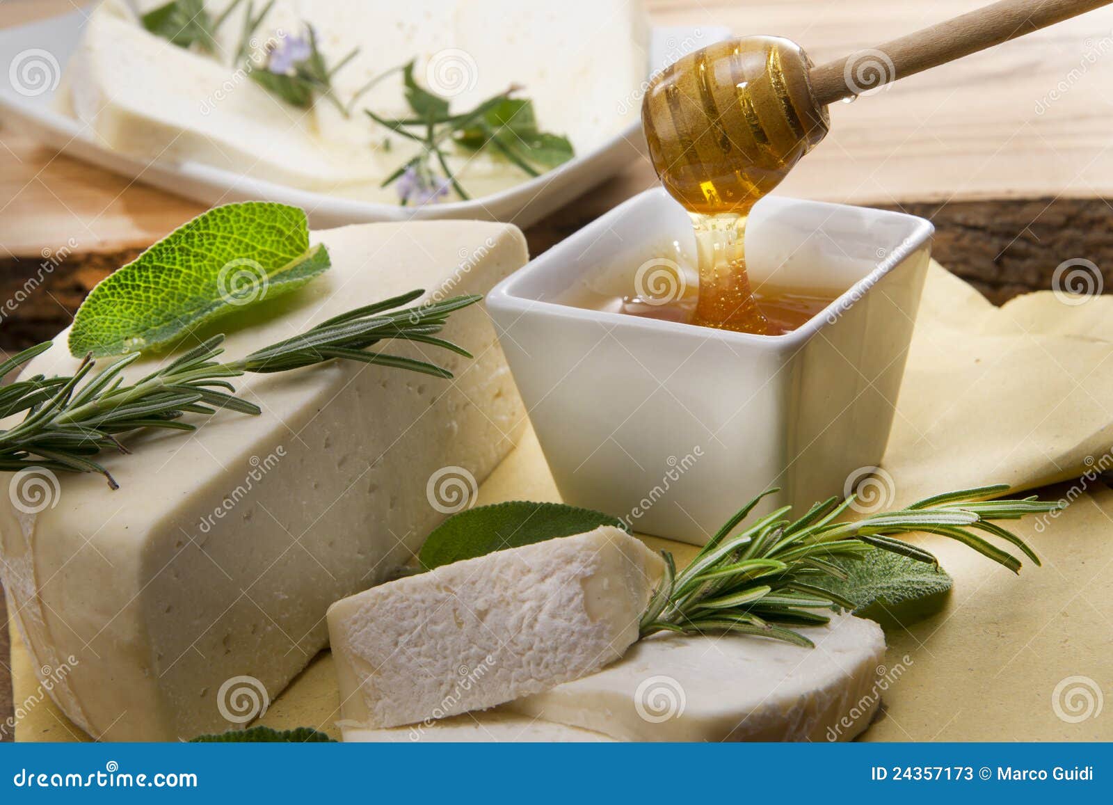 Cheese with honey stock image. Image of healthy, object 24357173