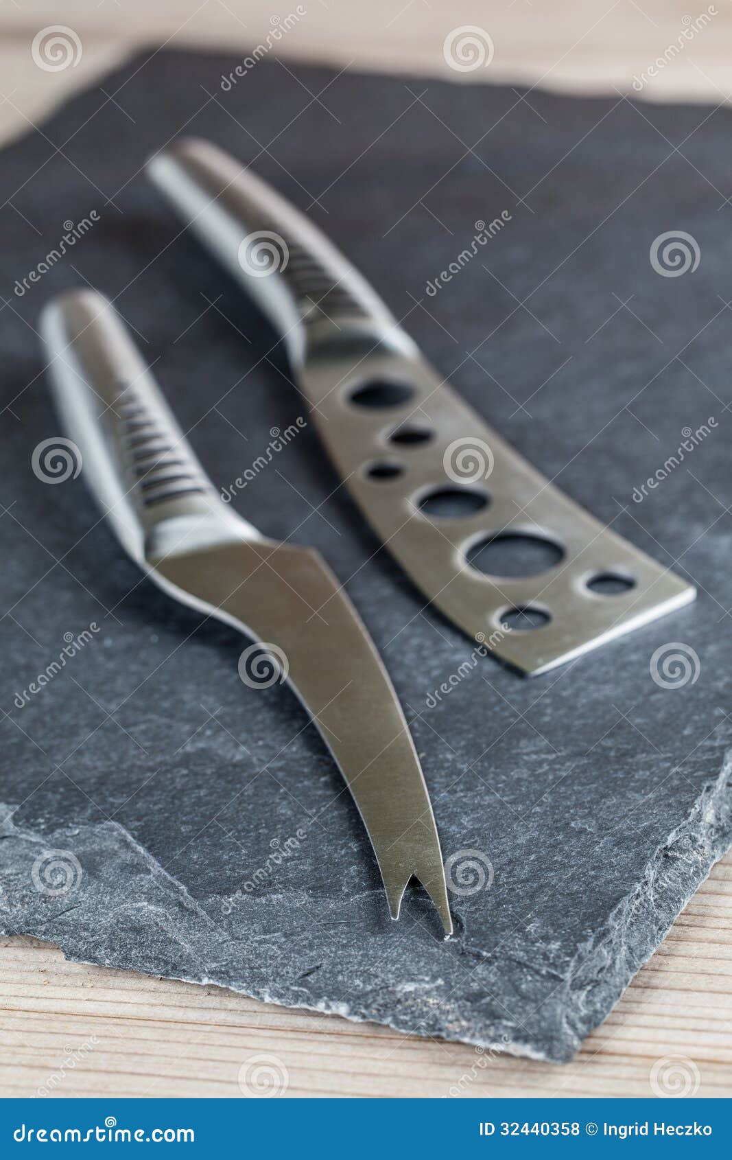 Cheese Knives on Slate Board Stock Photo Image of table, shiny 32440358