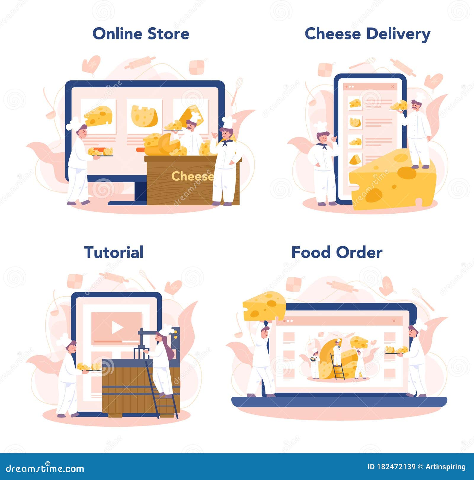 Cheese Maker Concept Online Service or Platform Set. Professional Chef  Stock Vector - Illustration of gastronomy, gouda: 182472139