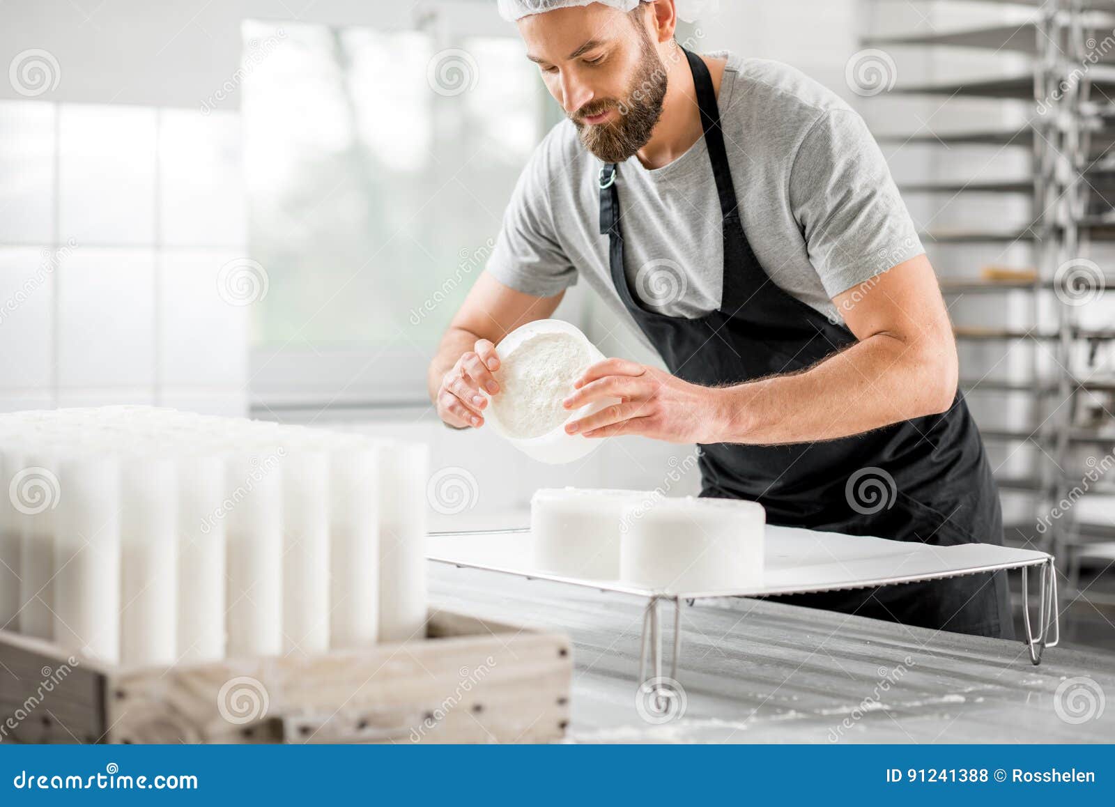 Cheese Maker at the Manufacturing Stock Photo Image of product, plant