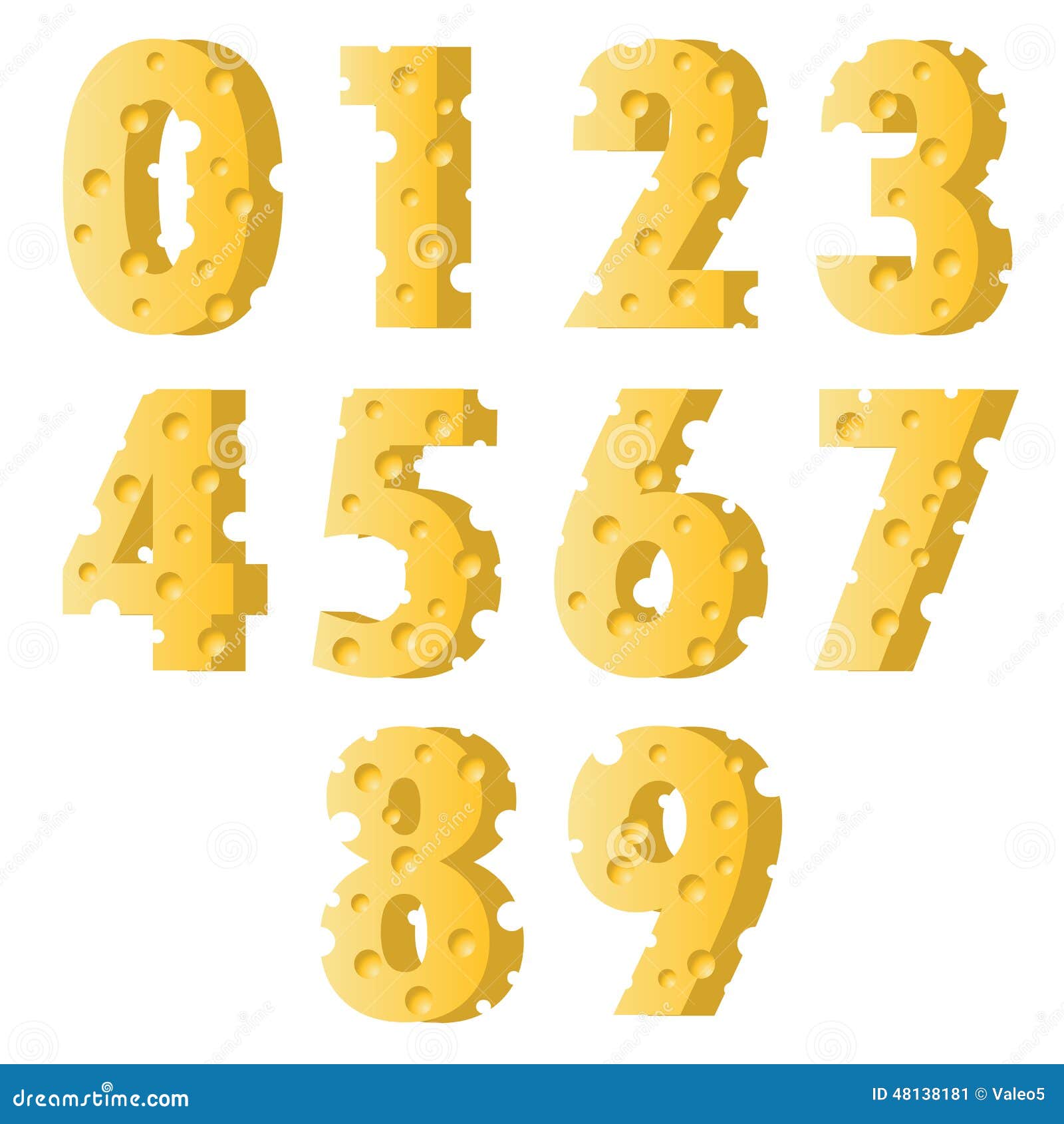 Cheese numbers stock vector. Illustration of nine, cursive 48138181