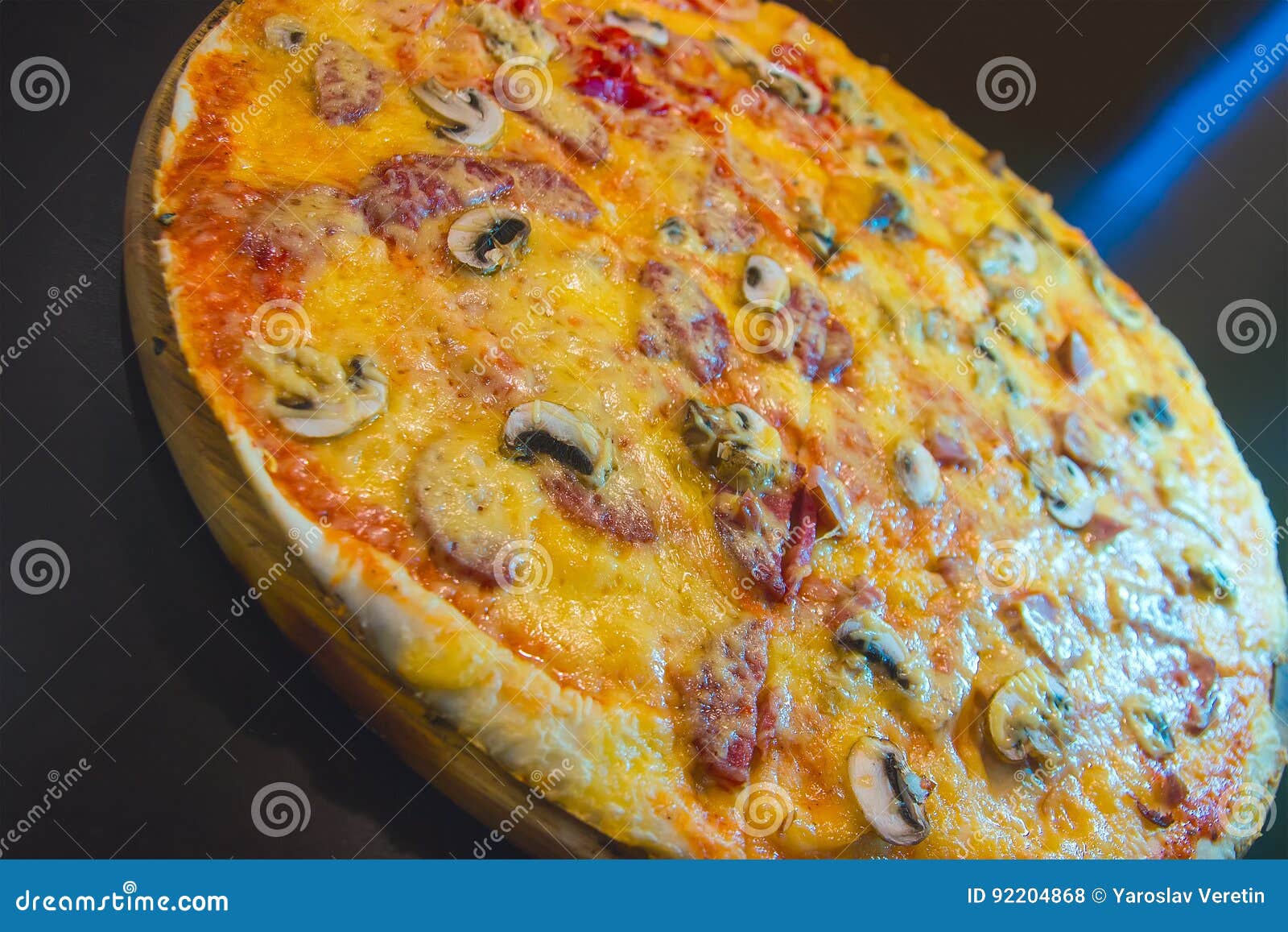 Cheese pizza with meat stock photo. Image of healthy 92204868
