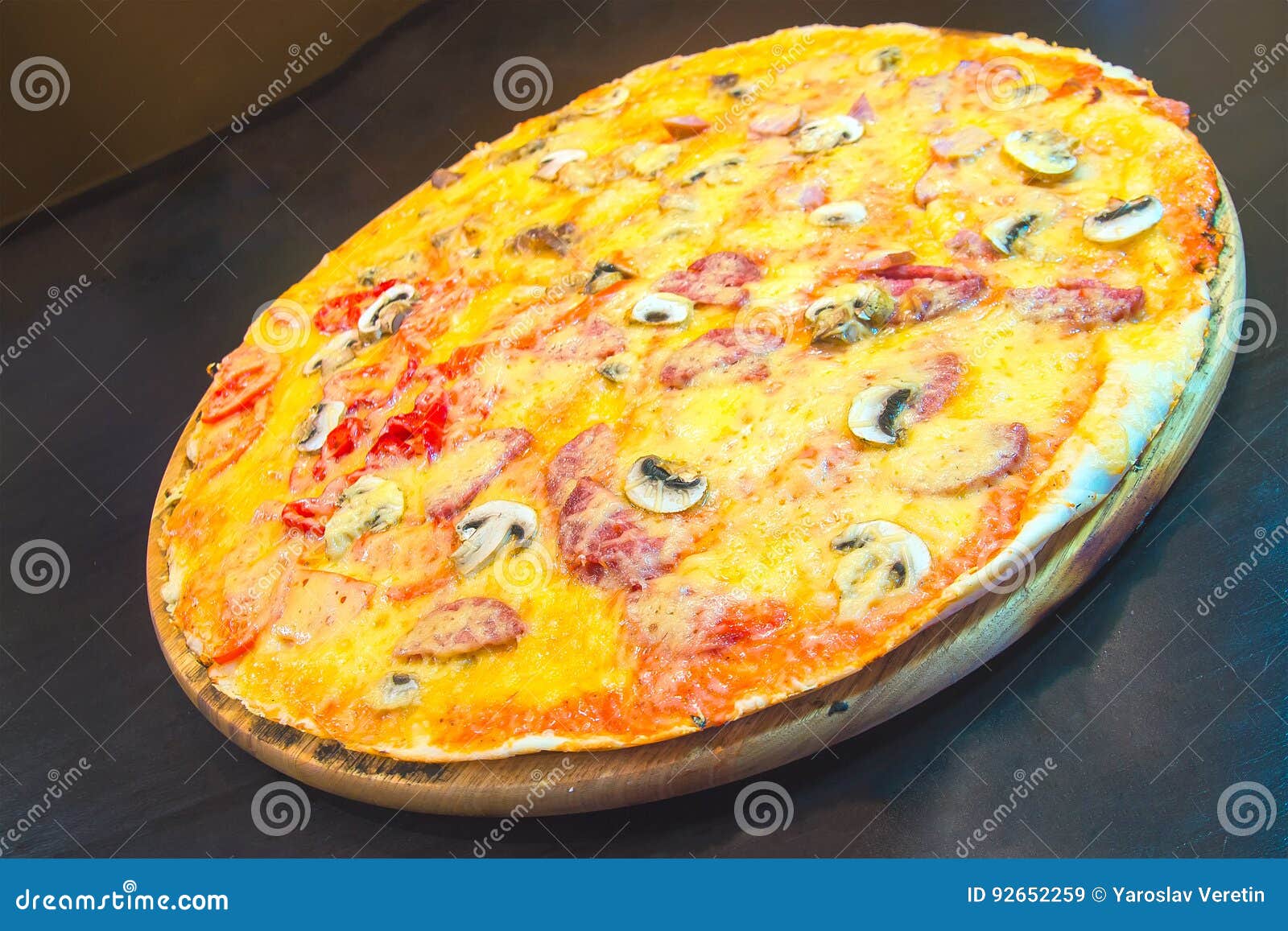 Cheese pizza with meat stock image. Image of bread, loss 92652259