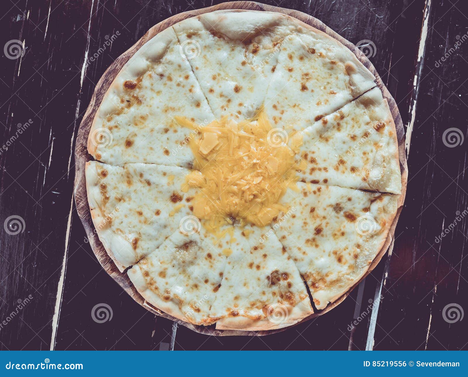 Cheese Pizza Thin and Crisp. Stock Photo Image of flour, round 85219556