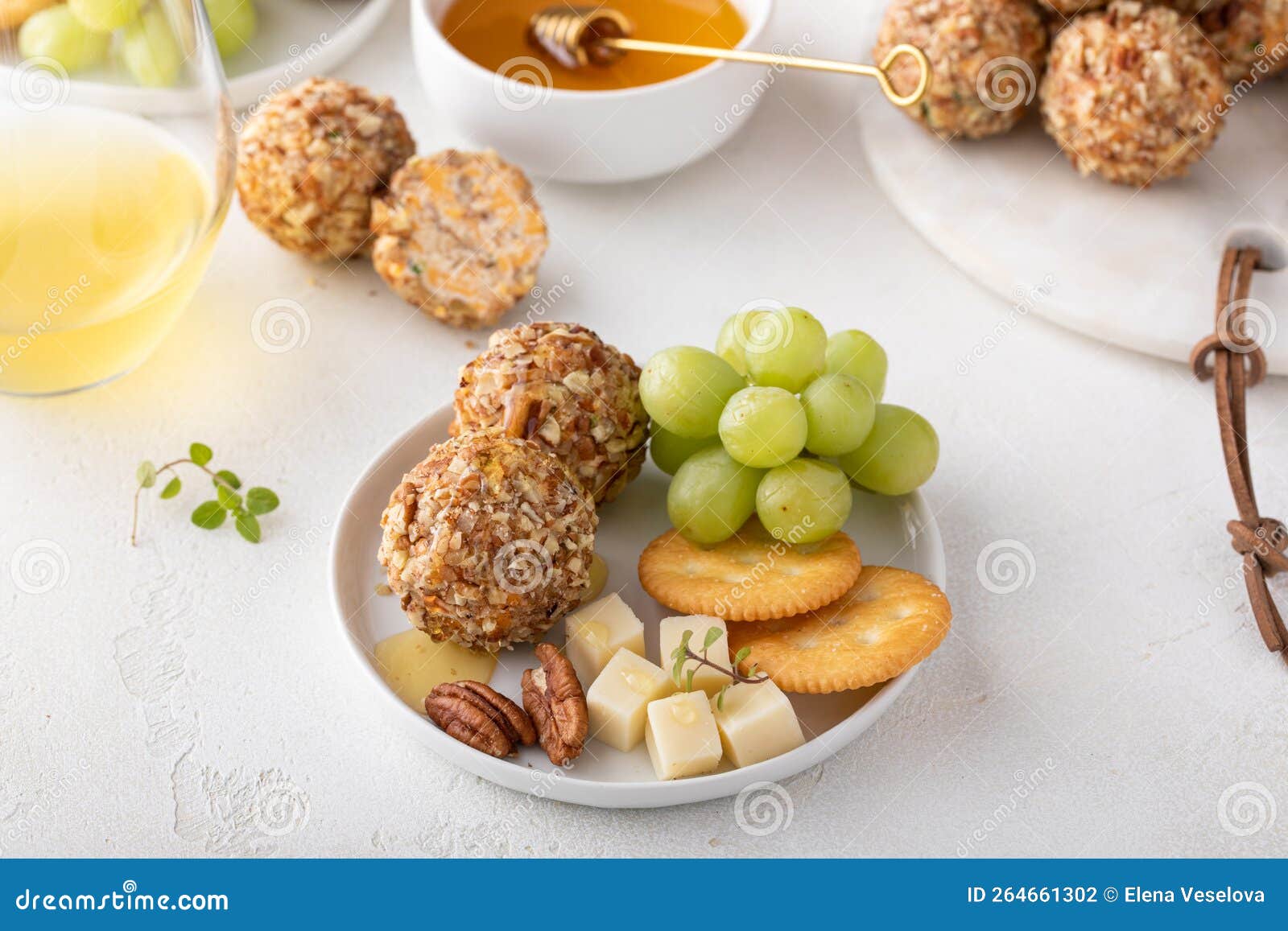 Cheese Plate or Charcuterie Board with Cheese Balls Stock Photo Image
