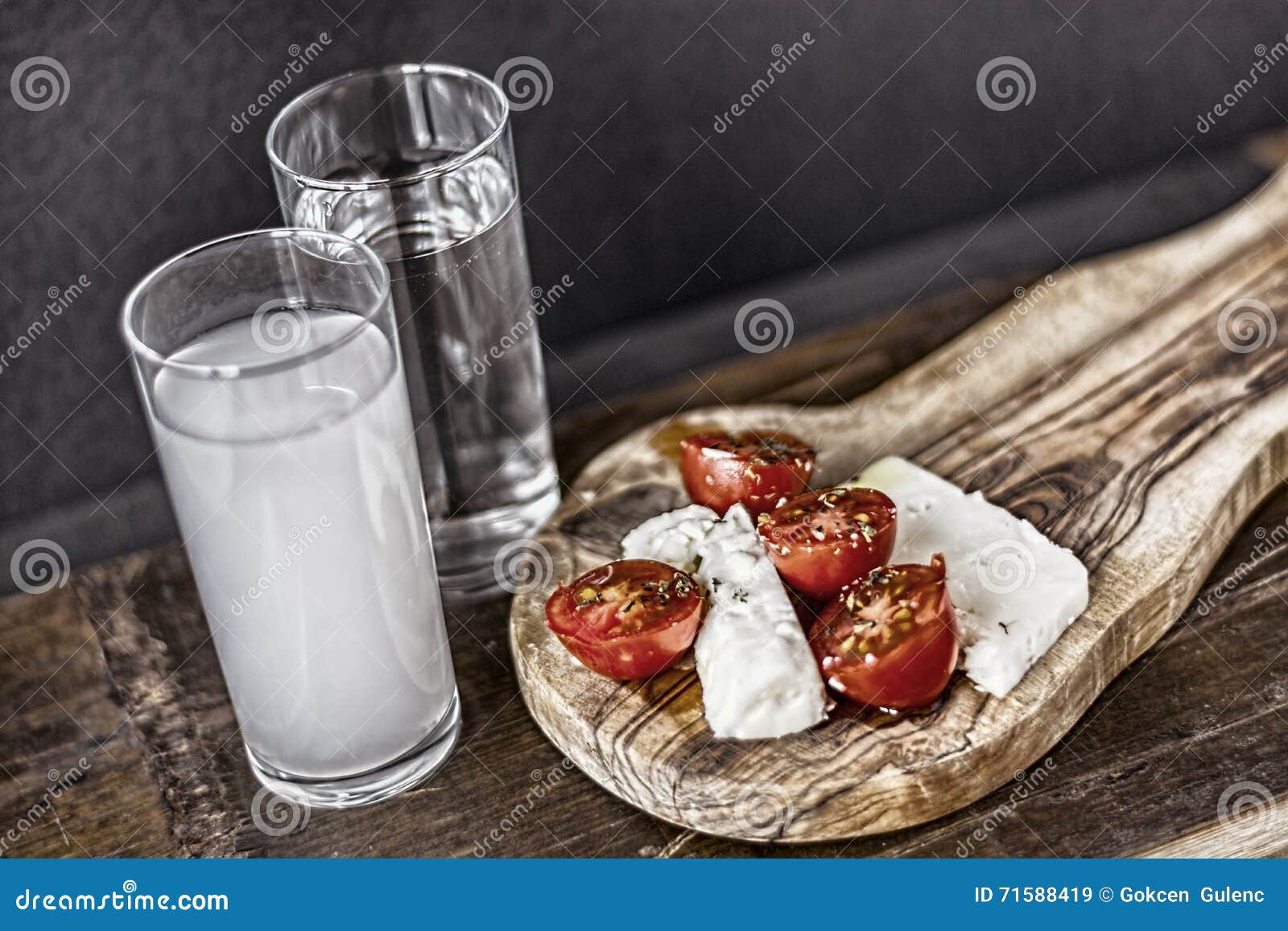 Cheese Plate With Turkish And Greek Drink Raki  Stock Image 