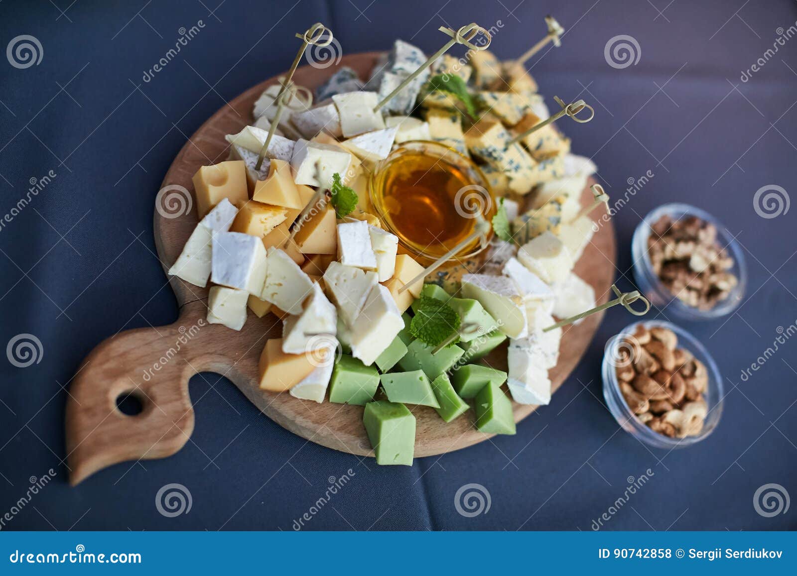 Cheese Platter, Assorted with Nuts and Honey Stock Photo Image of