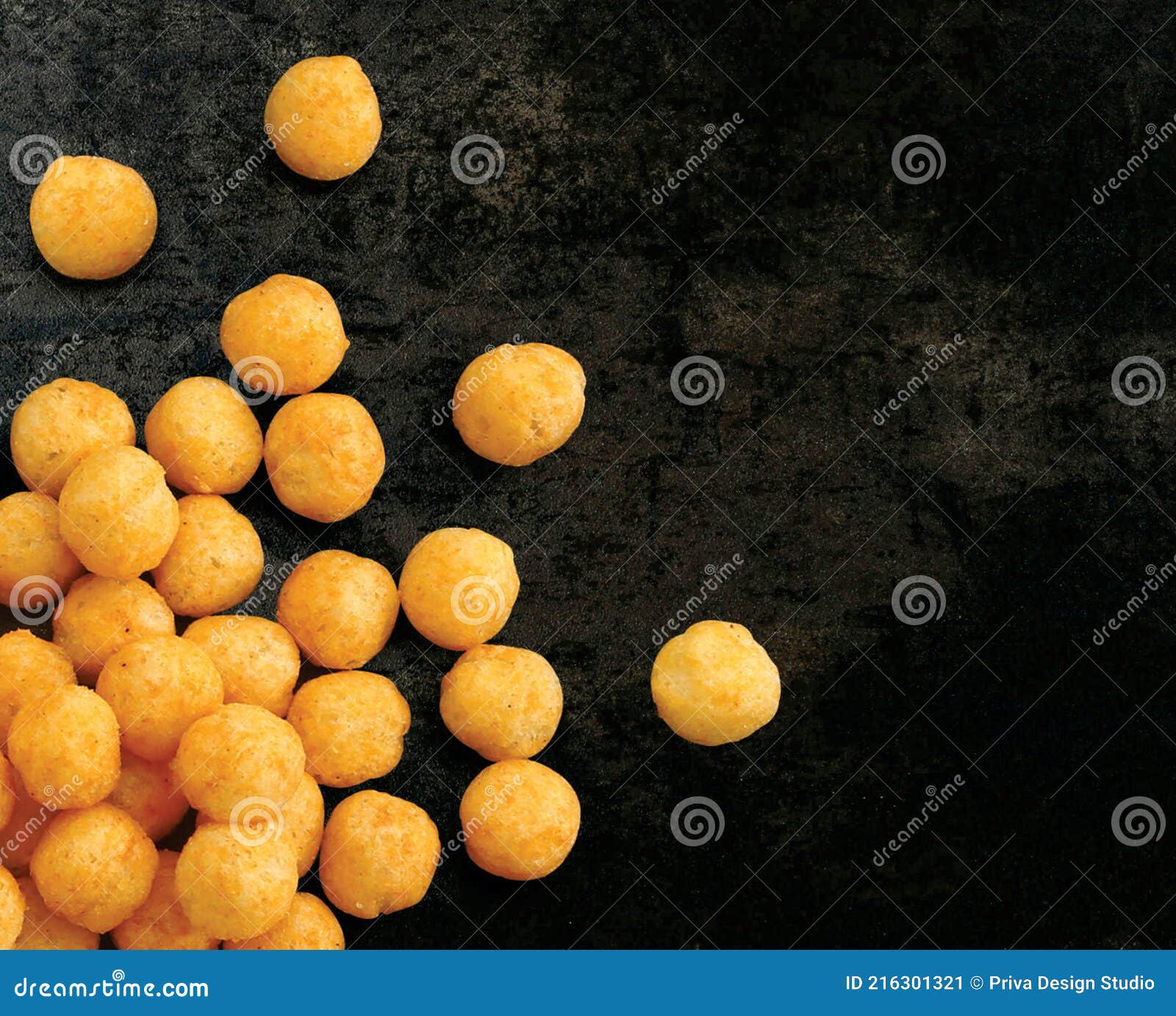 Cheese Puff Balls, Cheese Flavoured Puffs or Balls Over Moody Background  Stock Image - Image of calories, crusty: 216301321