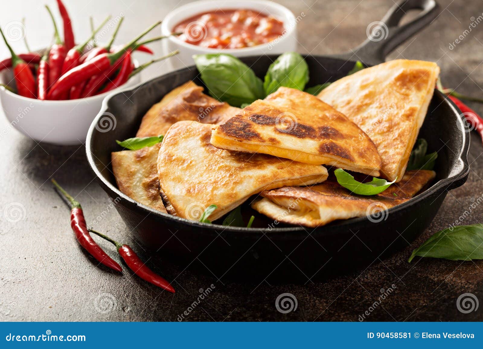 Cheese Quesadillas in a Cast Iron Pan Stock Image Image of chicken