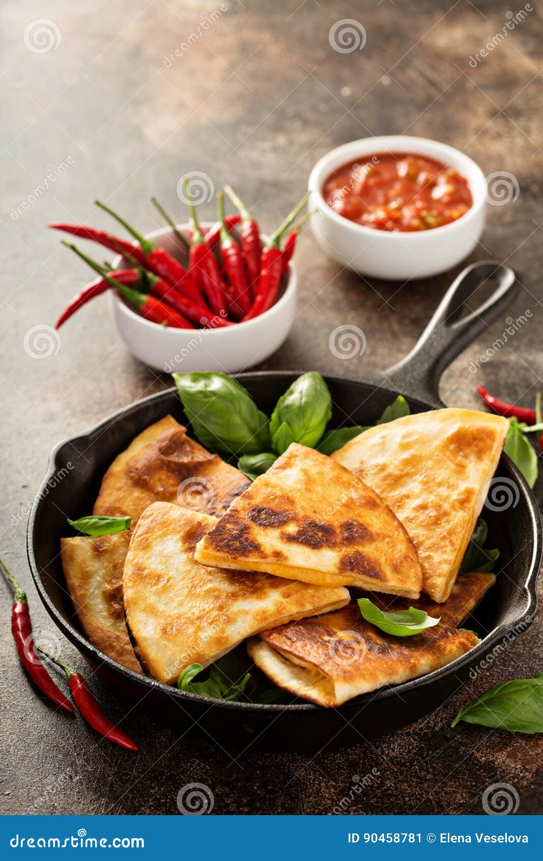 Cheese Quesadillas in a Cast Iron Pan Stock Image Image of cuisine
