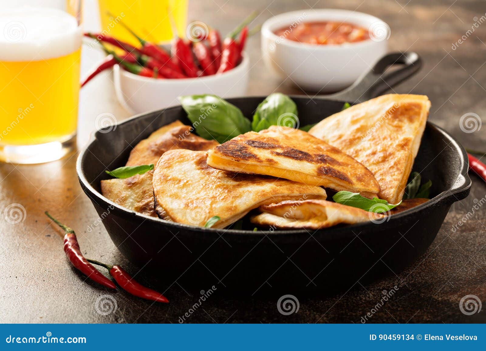 Cheese Quesadillas in a Cast Iron Pan Stock Photo Image of corn