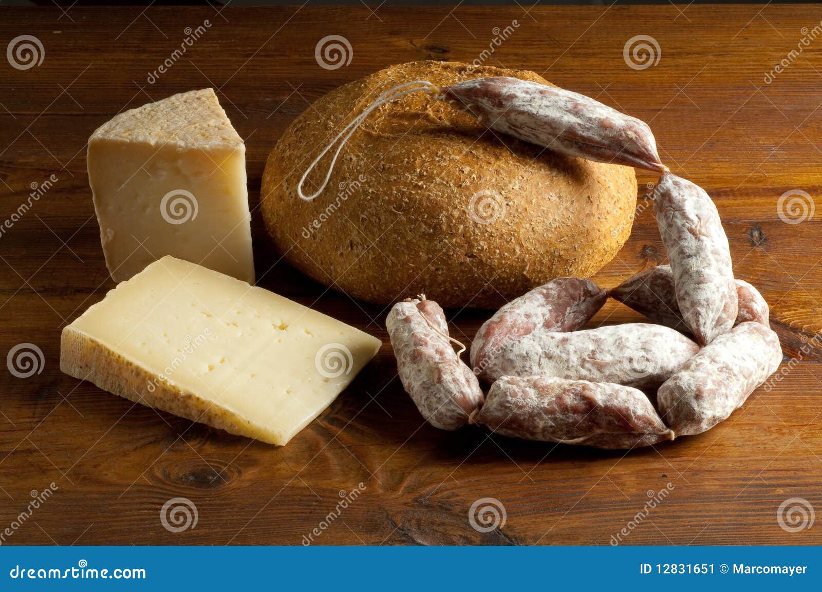 Cheese salami and bread stock image. Image of diary, calcium 12831651