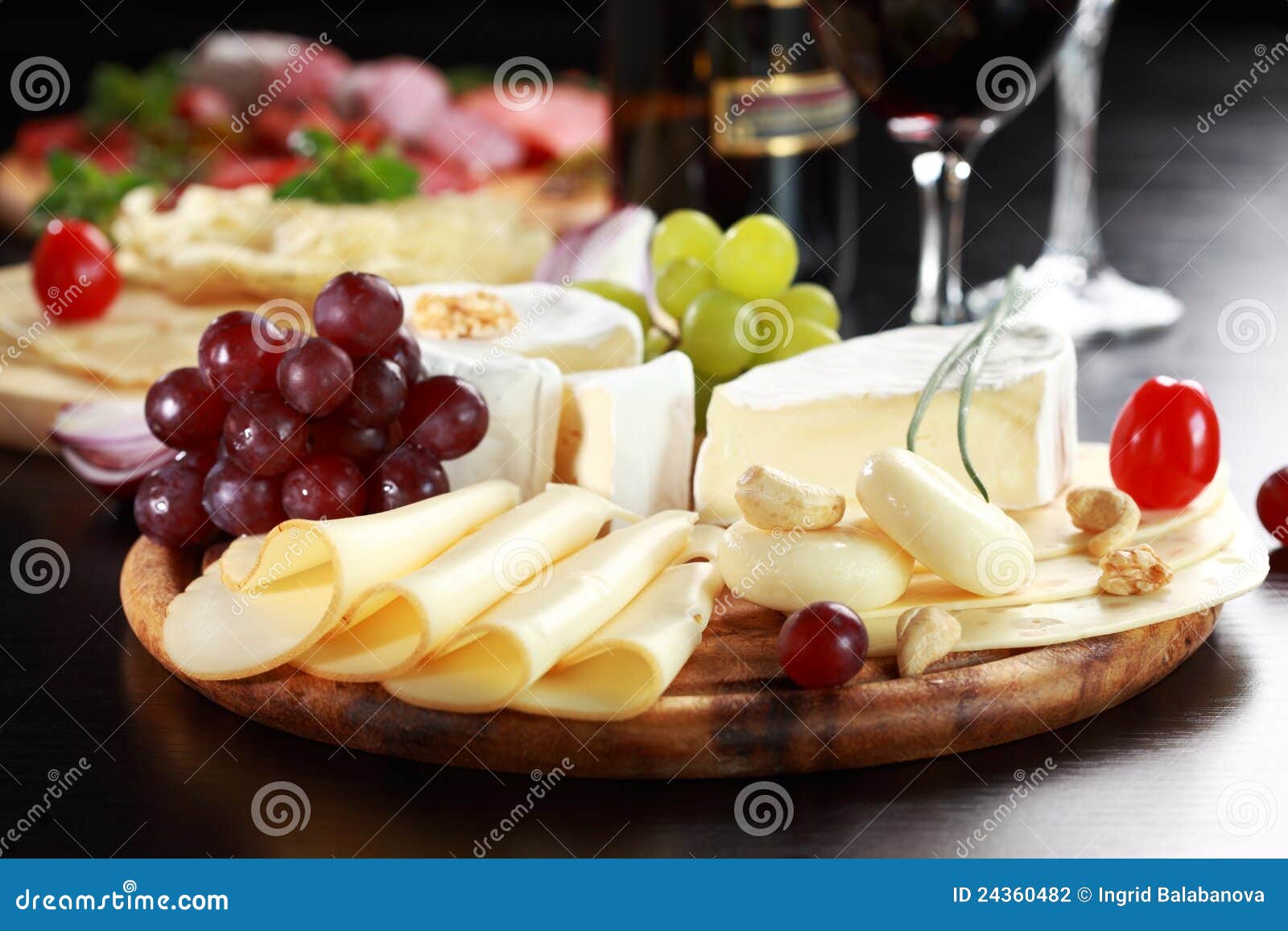 Cheese And Salami Platter With Herbs Stock Photo Image 24360482